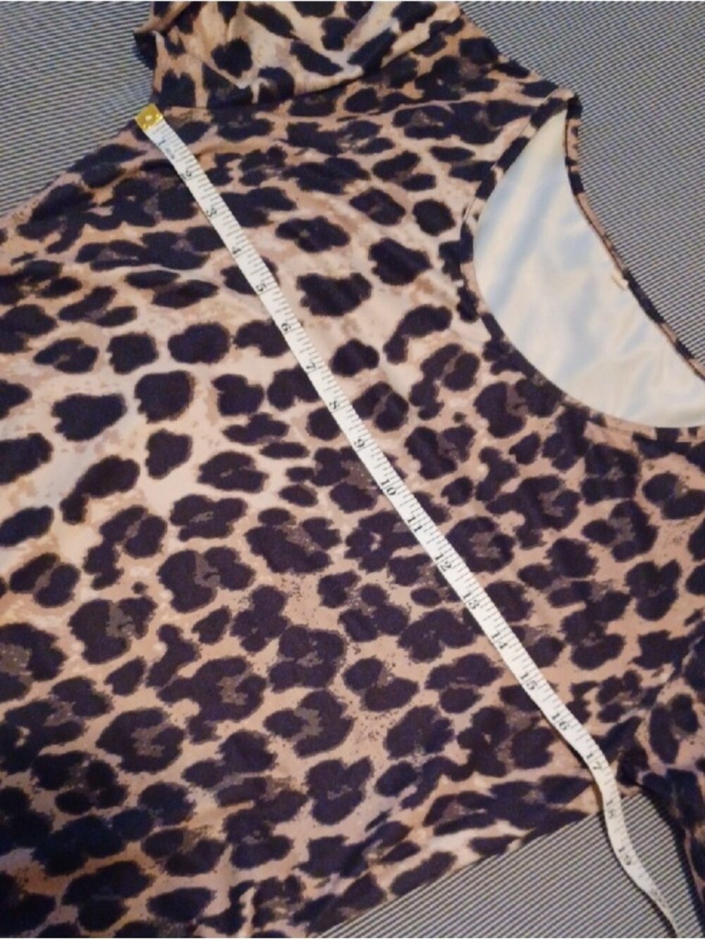 × Leopard Print Short Sleeve Bodycon Dress - Beige and Black Women's Size Large - Picture 12 of 12